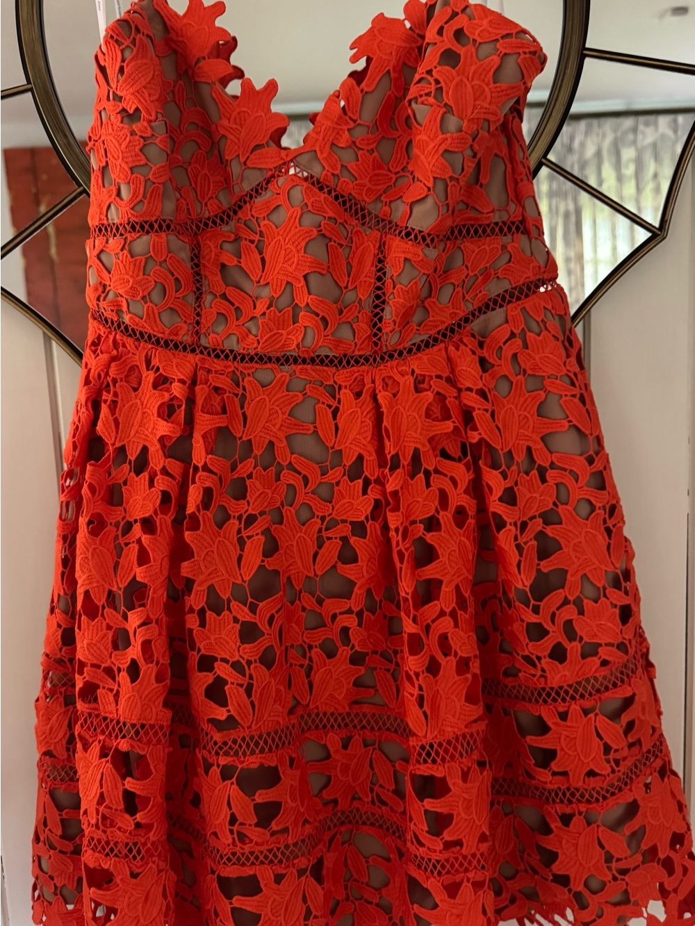 Self-Portrait red/orange mini dress